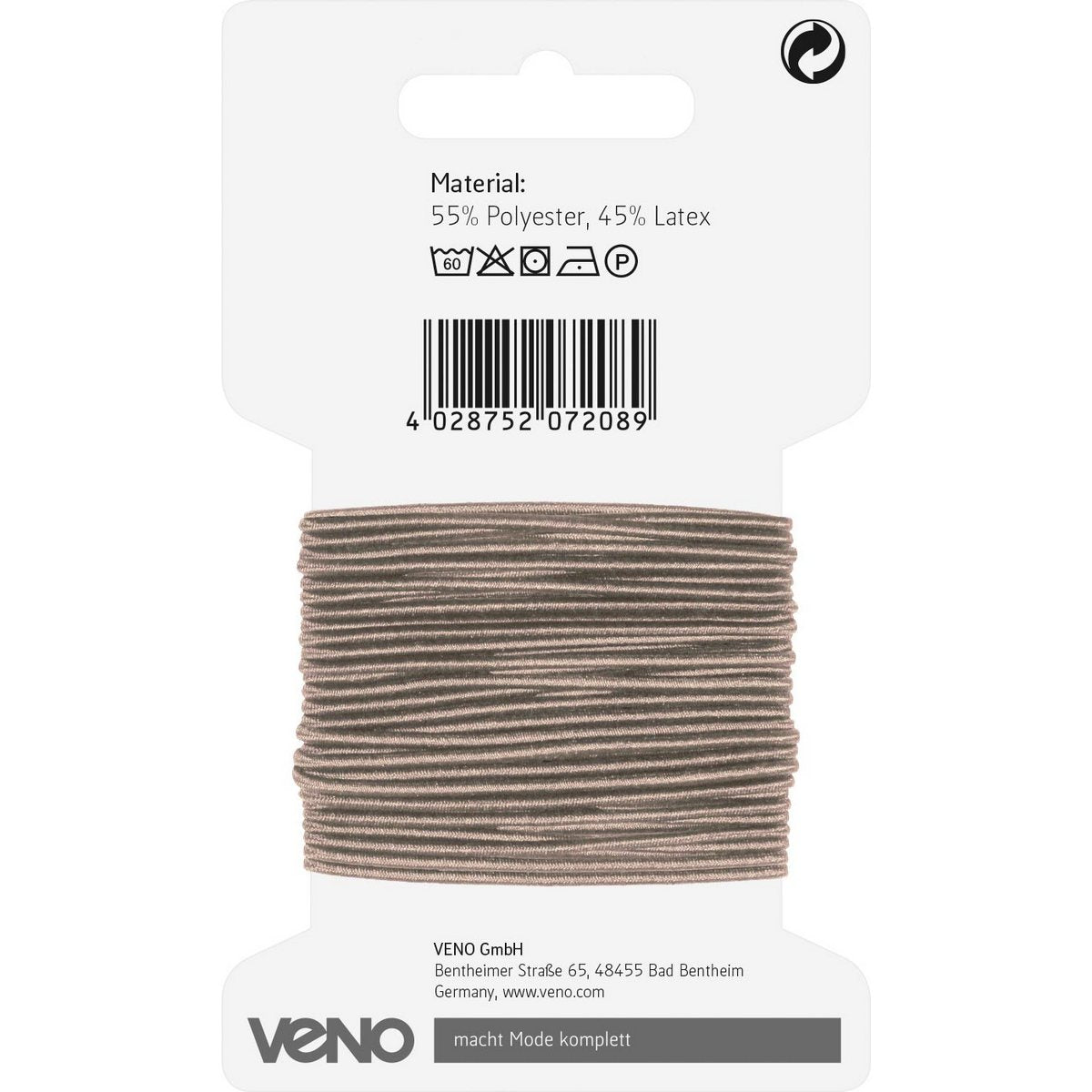 Elastische Kordel 1mm Länge 3m beige